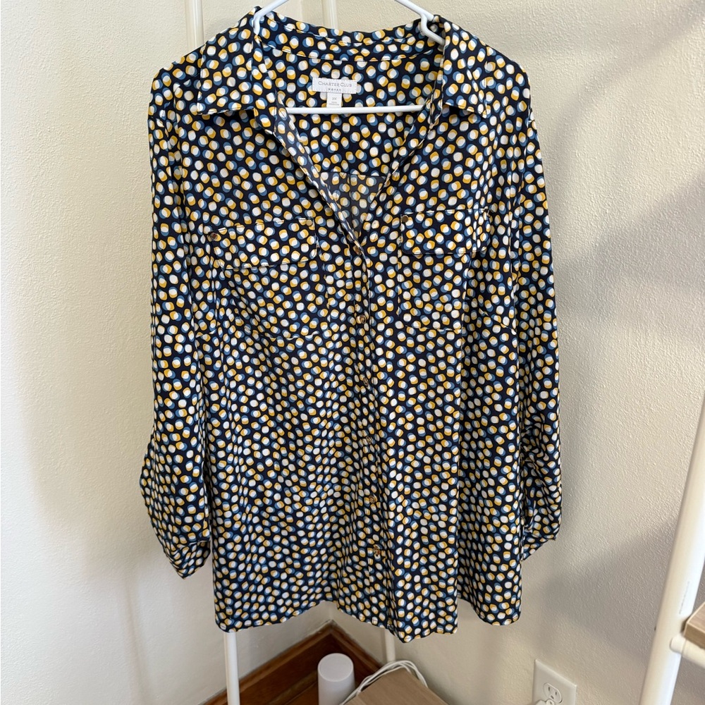 Polka Dot Women's Top - Navy, Yellow, White